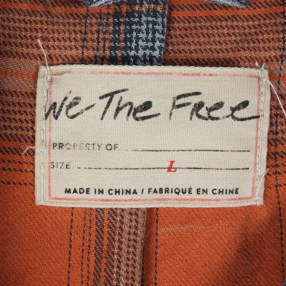 NWT Free People We The Free Denim Plaid Layered Shacket Jacket Boho L - Picture 5 of 10